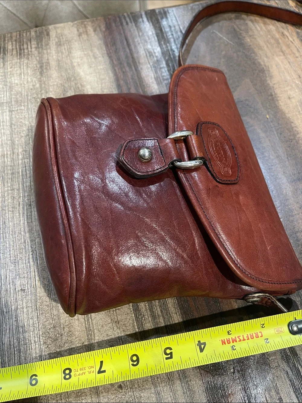 Oroton Leather Messenger Bag in Deep Brown